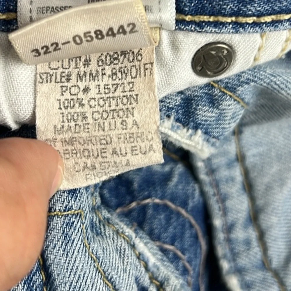 True Religion‎ Men 32 Faded Distressed Straight Flap Pockets Jean